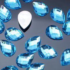 Стразы плоские капля, 10*14мм, (набор 20шт), цвет небесно-синий   3931439