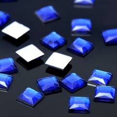 Стразы плоские квадрат, 8*8мм, (набор 20шт), цвет ярко-синий   3931524