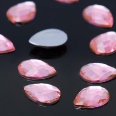 Стразы плоские капля, 10*14мм, (набор 20шт), цвет розовый   3931440