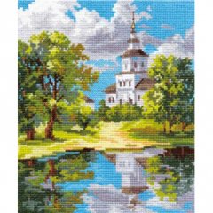 Храм у пруда 18х21 см