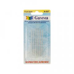 Иглы для шитья ручные Gamma для штопки №5/0-1/0 N-007 6 шт. в блистере