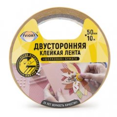 Скотч-двусторонний-Aviora-50ммх10м-на-шелковисто-бумажной-основе
