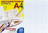 Бумага миллиметровая, 210 х 297 мм, 20 л