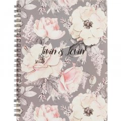 Тетрадь общая А5, 80л, клет, спираль, мягк.перепл.156х207мм Emily Серый N1528